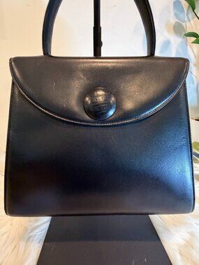 Vintage Givenchy Black Box Calfskin Top Handle "Kelly" Bag